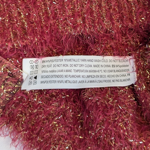 Forever 21 Contemporary Color Block Stripe Metallic Sweater Fuzzy Crop R… - Picture 4 of 9